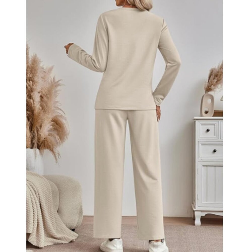 Women's 2PC Wide Leg Track Pants Lounge Set - NWT - Picture 2 of 5